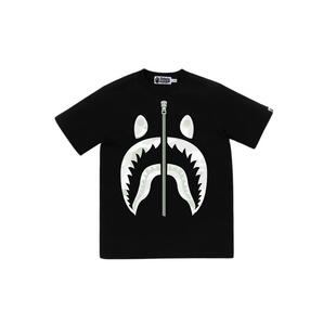 BAPE童装25年秋冬夜光迷彩鲨鱼拉链印花短袖T恤027106P