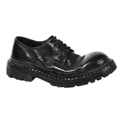 水洗马皮大头德比鞋厚底增高