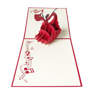 舞者3D贺卡立体卡片舞蹈音乐培训班邀请函定制创意艺术人物剪纸卡