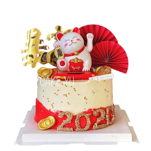 发财蛋糕装饰配件新店开业新屋乔迁太阳能自动摇手招财猫烘焙摆件