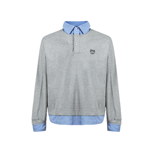 Remedy 秋季新款通勤假两件衬衫上衣潮牌学院风宽松长袖T恤男女