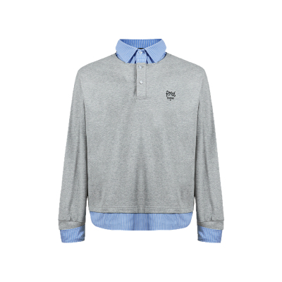 Remedy 秋季新款通勤假两件衬衫上衣潮牌学院风宽松长袖T恤男女