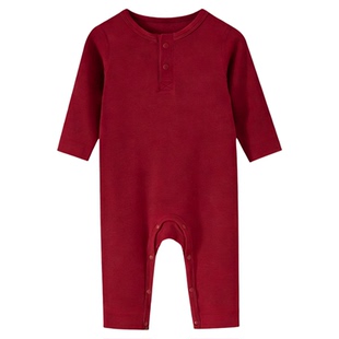 天丝羊毛婴儿红色连体衣新年打底无骨A类薄长袖睡衣内搭宝宝爬服