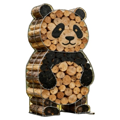大熊猫摆件户外庭院景观网红打卡木柴木头造型动物装饰木拍摄背景