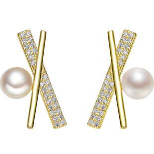 蔻润序曲天然淡水珍珠耳钉银耳饰耳环女士京润珍珠生日礼物送女友