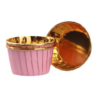 耐高温烘焙包装淋膜纸铝箔纸马芬杯金银杯纸杯防油防水红色卷口杯