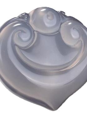 白玉髓心形玛瑙吊坠挂件如意锁