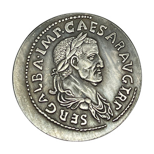 罗马帝国皇帝伽尔巴人像古币吊坠镀银纪念币打孔硬币项链铜币挂件