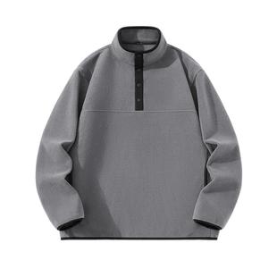 GV真维斯冬季摇粒绒卫衣男加绒内搭抓绒衣男款半拉链立领外套厚C