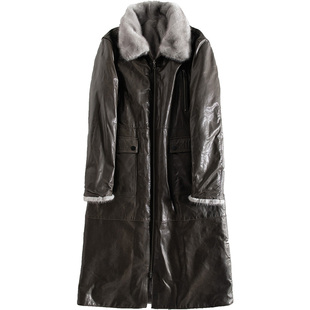 双两面穿水貂毛男士装高端进口整貂内胆皮草长款外套商务貂皮大衣