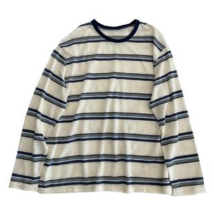 慵懒感~复古显白撞色领条纹防晒衫女！夏垂感宽松显瘦休闲长袖t恤