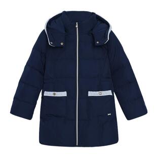 POLOWALK童装女童中长款羽绒服秋冬季90鸭绒可脱帽加厚保暖外套