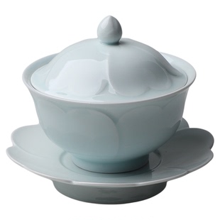 山水一间带盖汤碗燕窝汤盅装鲍鱼海参炖汤碗景德镇陶瓷宋式餐具