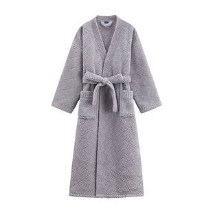 睡袍男士秋冬款珊瑚绒睡衣浴袍家居服加绒加厚情侣长款保暖冬天