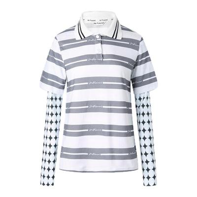 【祝绪丹同款】JAC FLEURANT2025新款T恤女条纹假两件长袖上衣