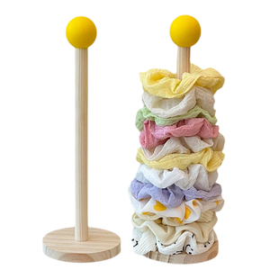 发圈收纳神器大肠发圈发饰置物架实木展示架发夹抓夹鲨鱼夹饰品架