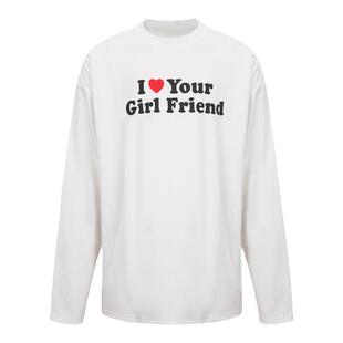 FSG纯棉宽松长袖趣味字母T恤