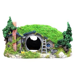 鱼缸霍比特躲避屋造景仿真小摆件树脂装饰品沉底布景内饰观赏摆设