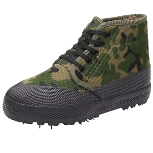 冬季高帮解放鞋男棉鞋加绒加厚硫化橡胶底工地劳保鞋男迷彩胶鞋女