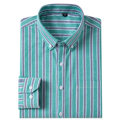 啄木鸟男士100%纯棉长袖条纹衬衫
