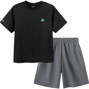 巴拉巴拉男童短袖套装儿童中大童两件套2026新款夏装速干舒适上衣