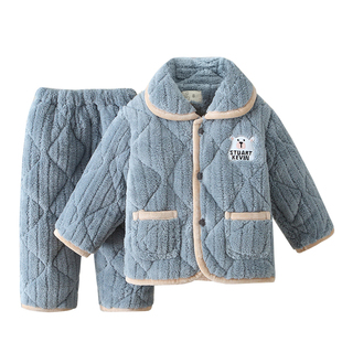 儿童睡衣冬季加绒加厚夹棉款珊瑚绒男童女童宝宝法兰绒冬天家居服