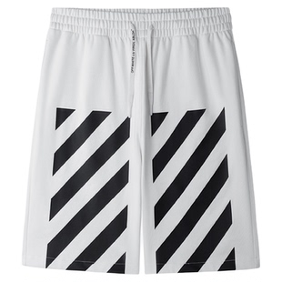OFF-WHITE™情侣装新款运动短裤酷感活力斜纹装饰卫裤休闲裤