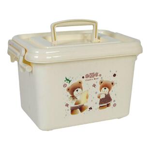 新品小熊手提收纳箱 加强塑料整理箱家居首饰化妆医药品储物盒