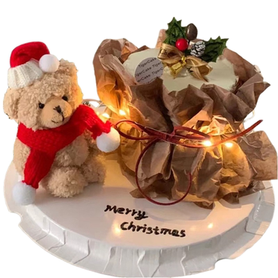 圣诞毛绒小熊烘焙摆件