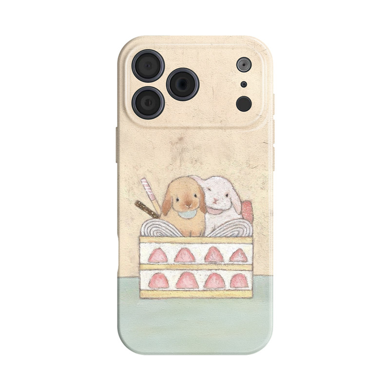 蛋糕兔~可爱治愈适用iphone17promax手机壳苹果16华为nova14小米15opporeno13菲林vivox200一加ace6萌magic8