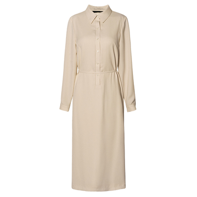 罗衣通勤风日常米黄色衬衫连衣裙