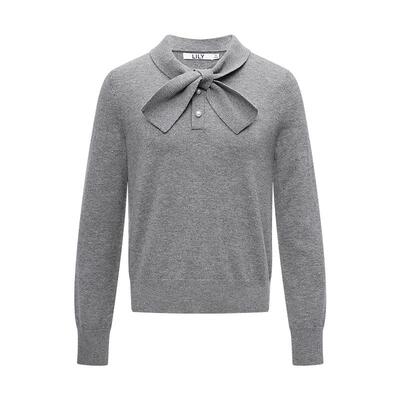 LILY通勤长袖格雷系蝴蝶结针织衫