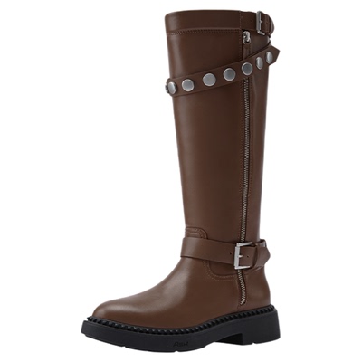 ASH女靴2025秋冬新款MELVIS厚底高筒靴女粗跟套筒时装骑士长靴