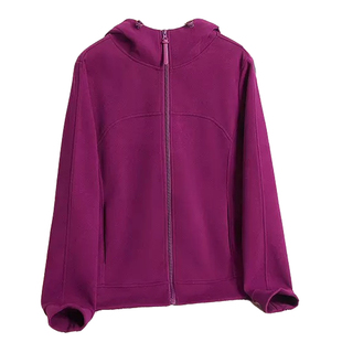 户外抓绒衣女款德绒运动休闲宽松连帽开衫拉链卫衣加绒保暖厚外套