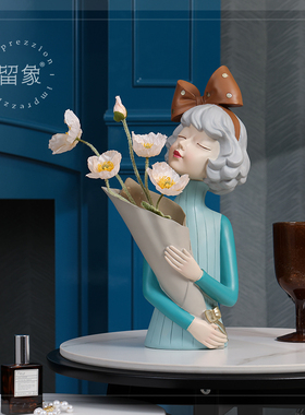 新疆包邮留象轻奢高档蝴蝶结女孩插花摆件客厅桌面装饰品干花仿真