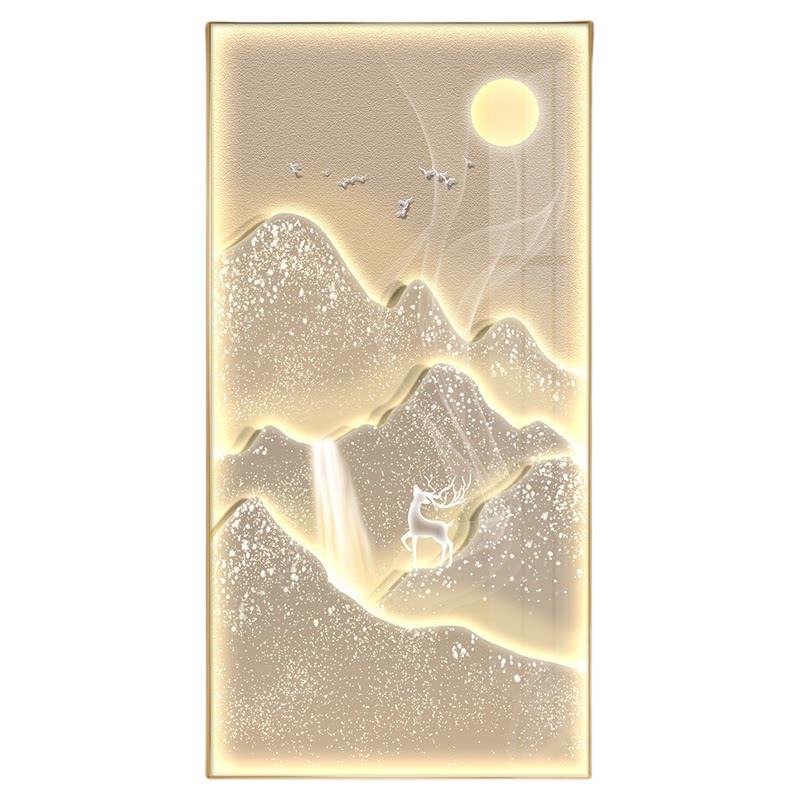 流水生财山水挂画入户玄关装饰画走廊过道挂画现代轻奢高级感壁画