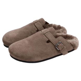 CONCISE-WHITE简白 秋季新款勃肯鞋内里毛绒半拖鞋设计师品牌