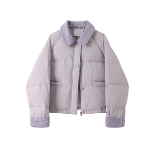 特大码女装胖mm紫色羽绒棉服女冬装外套韩系时尚气质保暖加厚棉袄