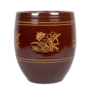 水缸陶瓷家用储水用土陶老式米缸养鱼造景发酵腌菜睡莲荷花缸米桶