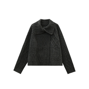 郑买买 时髦韩女 2025秋冬新款百搭休闲设计感时尚针织开衫毛衣女