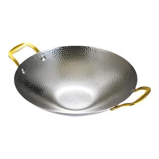 不锈钢干锅炉小火锅锅仔酒精炉专用锅金色双耳酒吧鼎商用海鲜锅子