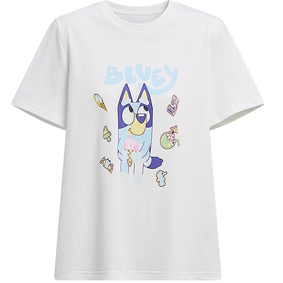 KBNE索罗娜针织T恤白色短袖女2025夏季新款正肩小衫小狗图案上衣