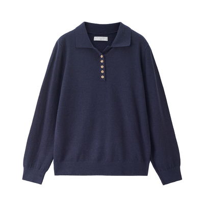 Giordano翻领套头长门筒针织衫