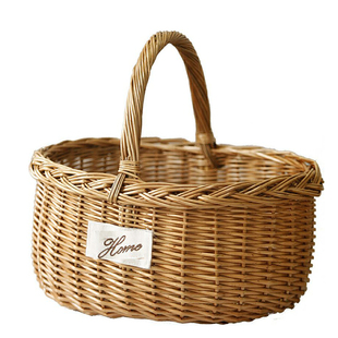 柳编野餐篮藤竹编田园风水果采摘篮手工编织篮子收纳筐手提购物篮