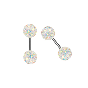 幻彩不掉钻超细针满钻耳骨钉钛钢迷你不过敏双头小耳钉