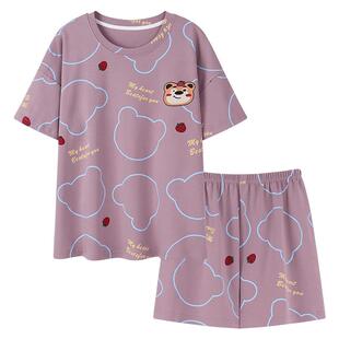 睡衣女夏季纯棉短袖短裤2025年新款薄款卡通少女家居服可外穿套装