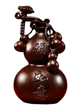 新中式花梨木葫芦福禄如意摆件