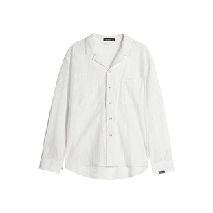 【镂空钩针】Unvesno(UN)度假风肌理老钱感古巴领长袖衬衫外套