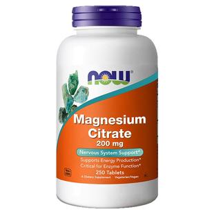 NOW诺奥柠檬酸镁片剂200mg镁补充剂成人补镁元素补钙搭档美国进口