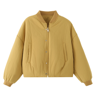 艾格立领棒球服棉服外套女2025冬季新款小个子短款夹棉加厚上衣潮